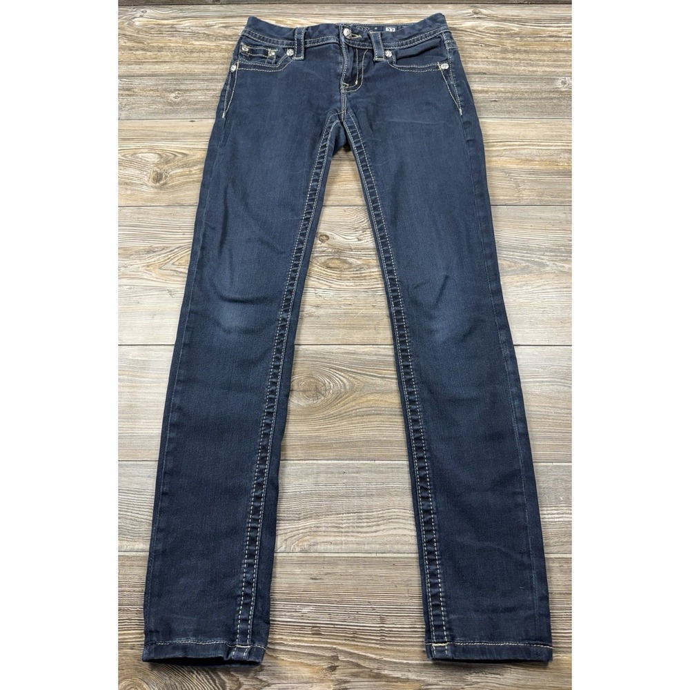 Miss Me Women's 27 Blue Signature Skinny Jeans Embellished Pockets Low-Rise